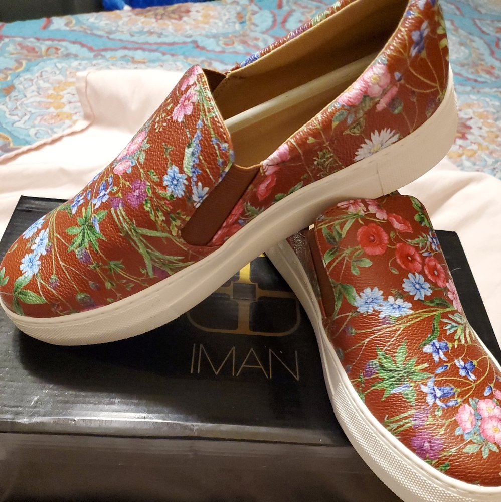 IMAN Floral Slip Ons